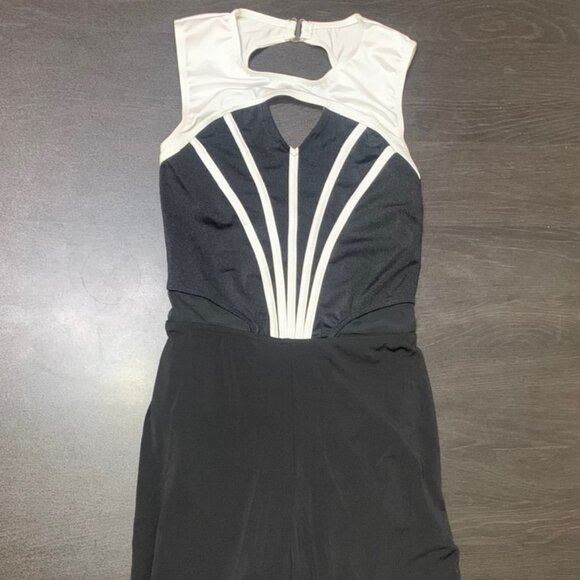 Weissman Black White Caged Strap Detail Jumpsuit Dance Costume SA (Adult Small) - Picture 1 of 4